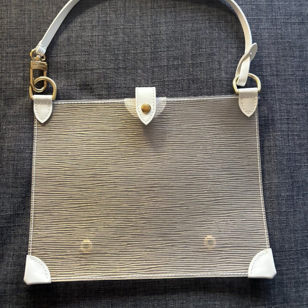 Auth RARE Louis Vuitton Vintage White Translucent Clear Epi Plage Snap Pouch - Picture 6 of 11